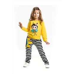 DenokidsBee Happy Kız Çocuk Kadife Eşofman Takım