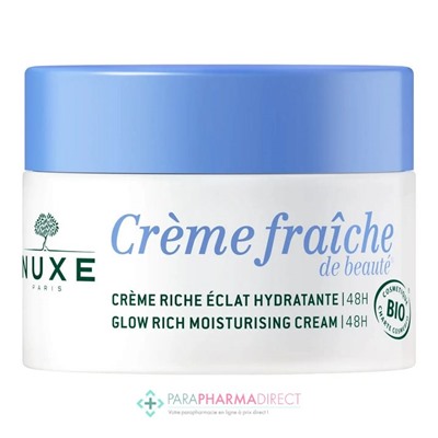 Nuxe Crème Fraiche de Beauté - Crème Riche Eclat Hydratante 48H BIO 50ml