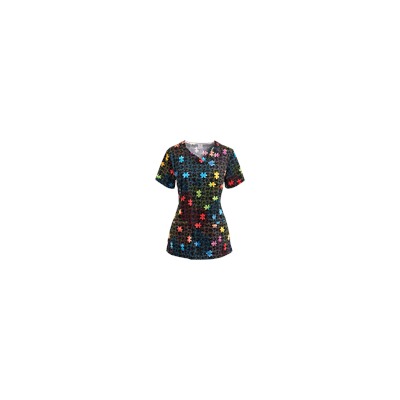 Trust Your Journey Rainbow Puzzle Scrub Top