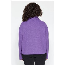 Mor Selanik/Triko Görünümlü Fermuarlı Yaka Regular/Normal Kalıp Örme Sweatshirt TBBAW23AO00006