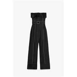 STRAPLESS LINEN BLEND JUMPSUIT