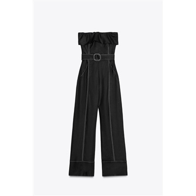 STRAPLESS LINEN BLEND JUMPSUIT