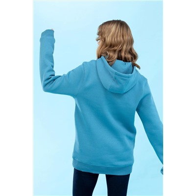 Petrol Kapüşonlu Basic Sweatshirt