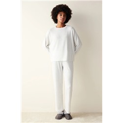 Penti Soft Touch Gri Uzun Kollu Pantolon Pijama Takımı PNP9XGXI23SK-AGJ