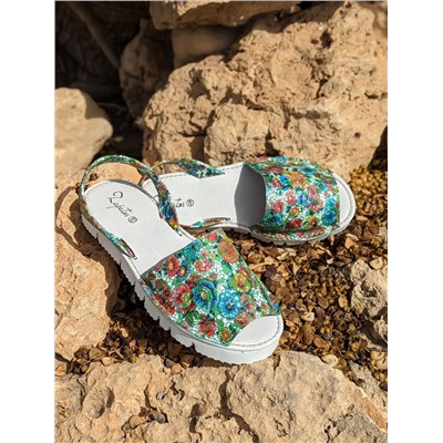 ZAPATOS · 2364-flores-verde РАСПРОДАЖА - 9 ЕВРО
