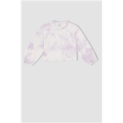 Kız Çocuk Crop Bisiklet Yaka Sweatshirt