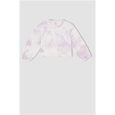 Kız Çocuk Crop Bisiklet Yaka Sweatshirt