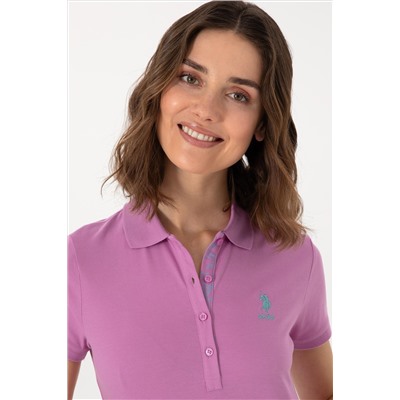 Kadın Fuşya Basic Polo Yaka Tişört