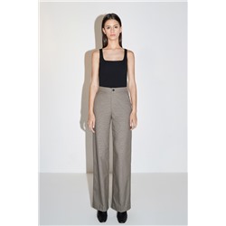 Pantalón palazzo de tiro alto Caqui