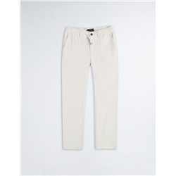 Linen Blend Drawstring Trousers, Men, White