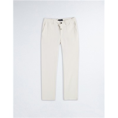 Linen Blend Drawstring Trousers, Men, White
