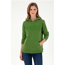 Kadın Yeşil Basic Kapüşonlu Sweatshirt