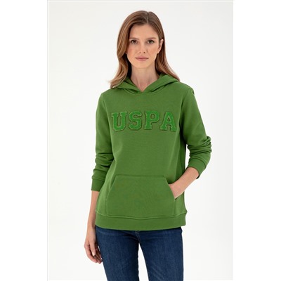 Kadın Yeşil Basic Kapüşonlu Sweatshirt