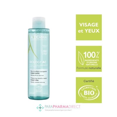 A-Derma Biology AC Eau Micellaire Nettoyante Purifiante BIO 200ml