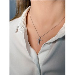 Серьги-пусеты из серебра с фианитами родированные 925 пробы с-2446рс200