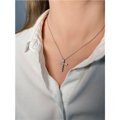 Серьги-пусеты из серебра с фианитами родированные 925 пробы с-2446рс200