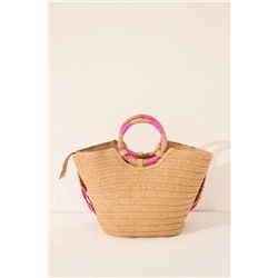 Bolso capazo rosa rafia