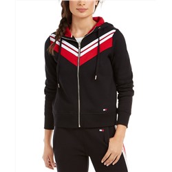 Tommy Hilfiger Sport Chevron-Striped Zippered Hoodie