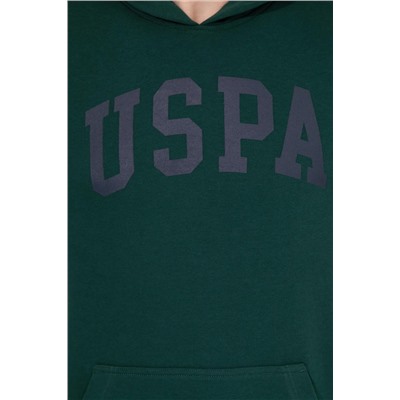 Erkek Yeşil Kapüşonlu Basic Sweatshirt