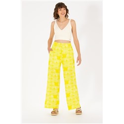 Kadın Neon Sarı Örme Pantolon