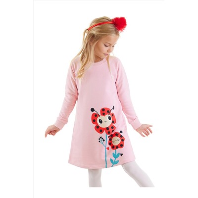 Denokids Uğur Böceği Çiçekler Kız Çocuk Elbise CFF-23K1-007