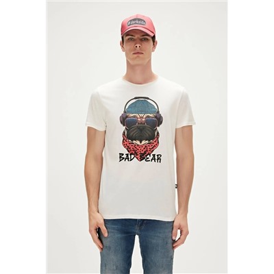 Bad Bear, Reckless T-shirt Off-white Beyaz 3d Baskılı Erkek Tişört