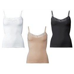 ESMARA® Lingerie ESMARA® Spaghettiträgerhemden Damen, 3 Stück, mit Bio-Baumwolle und Elasthan