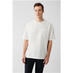 Avva Erkek Beyaz Oversize Ütü Gerektirmeyen Jakarlı Kısa Kollu Cepli T-shirt A31y1283 A31Y1283