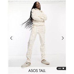 ASOS DESIGN Tall lounge animal borg sweatpants in cream - part of a set