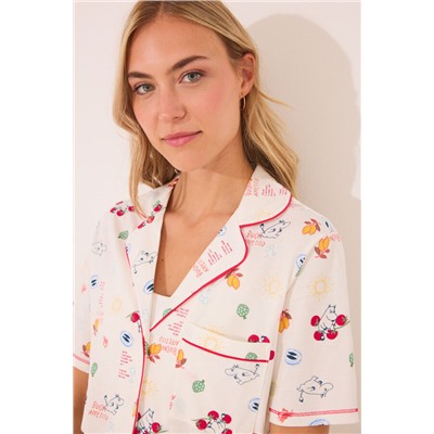 Pijama camisero 100% algodón marfil