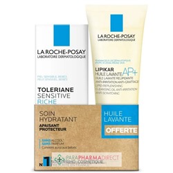 La Roche Posay Toleriane Sensitive Riche - Soin Hydratant 40ml + Lipikar Huile Lavante AP+ 100ml OFFERTE