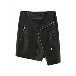 Minifalda de piel de talle alto Negro