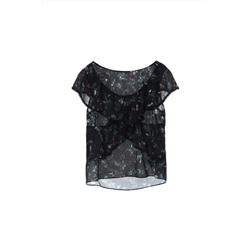 Blusa de seda Negro