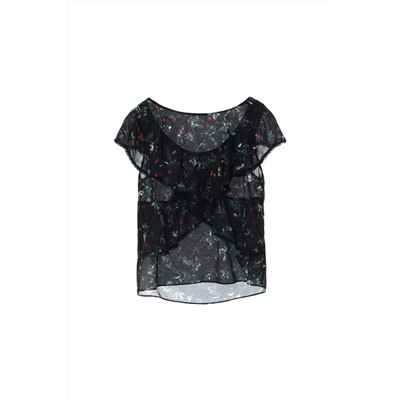 Blusa de seda Negro