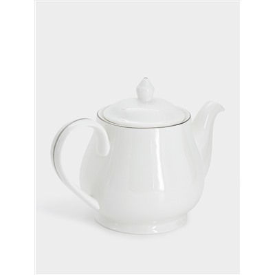 Чайник заварочный, 1 л, фарфор P, белый, с серебристым кантом, White Platinum