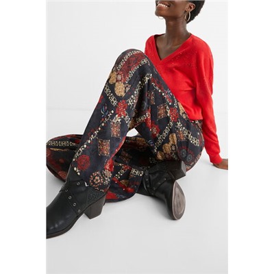 Pantalón ancho cenefas étnicas