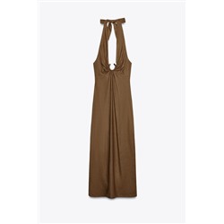 MIDI DRESS WITH BUCKLE LINEN BLEND