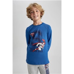 Defacto Erkek Çocuk Superman Penye Uzun Kollu Pijama Takımı A9611A823WN