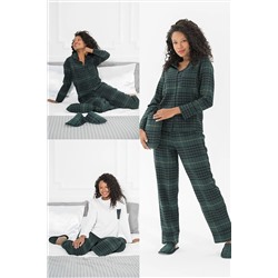 FOR YOU MODA 5'li Terlikli Yesil Ekoseli Pijama Takımı S26800