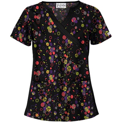 UA Circle Of Zenergy Black Mock Wrap Scrub Top