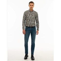 Haki Slim Fit Uzun Kollu Gömlek