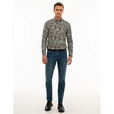 Haki Slim Fit Uzun Kollu Gömlek