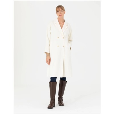 Krem Comfort Fit Kaşe Kaban