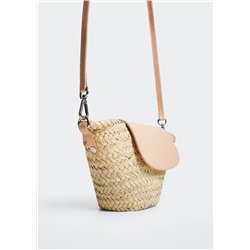 Bolso rafia solapa piel -  Mujer | MANGO OUTLET Melilla