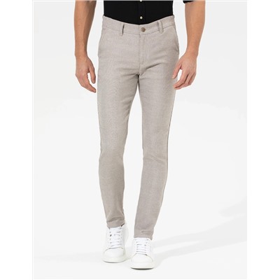 Kahverengi Slim Fit Beli Lastikli Kanvas Pantolon
