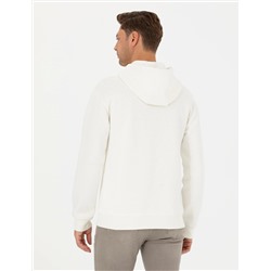 Ekru Regular Fit İçi Polarlı Kapüşonlu Sweatshirt