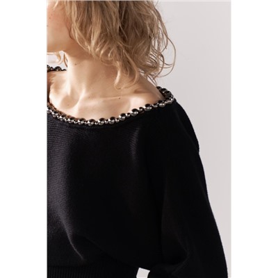 KNIT SWEATER WITH METAL BEADS