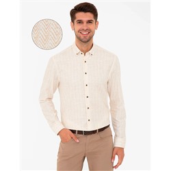 Bej Regular Fit Uzun Kollu Gömlek