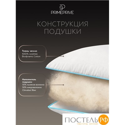 PRIME PRIVE LINEN Подушка 50х70,1пр.,хл.BIODYNAMIC COTTON/лен.вол./микровол.CLIMALAST