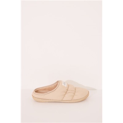 Zapatillas casa nylon acolchado beige